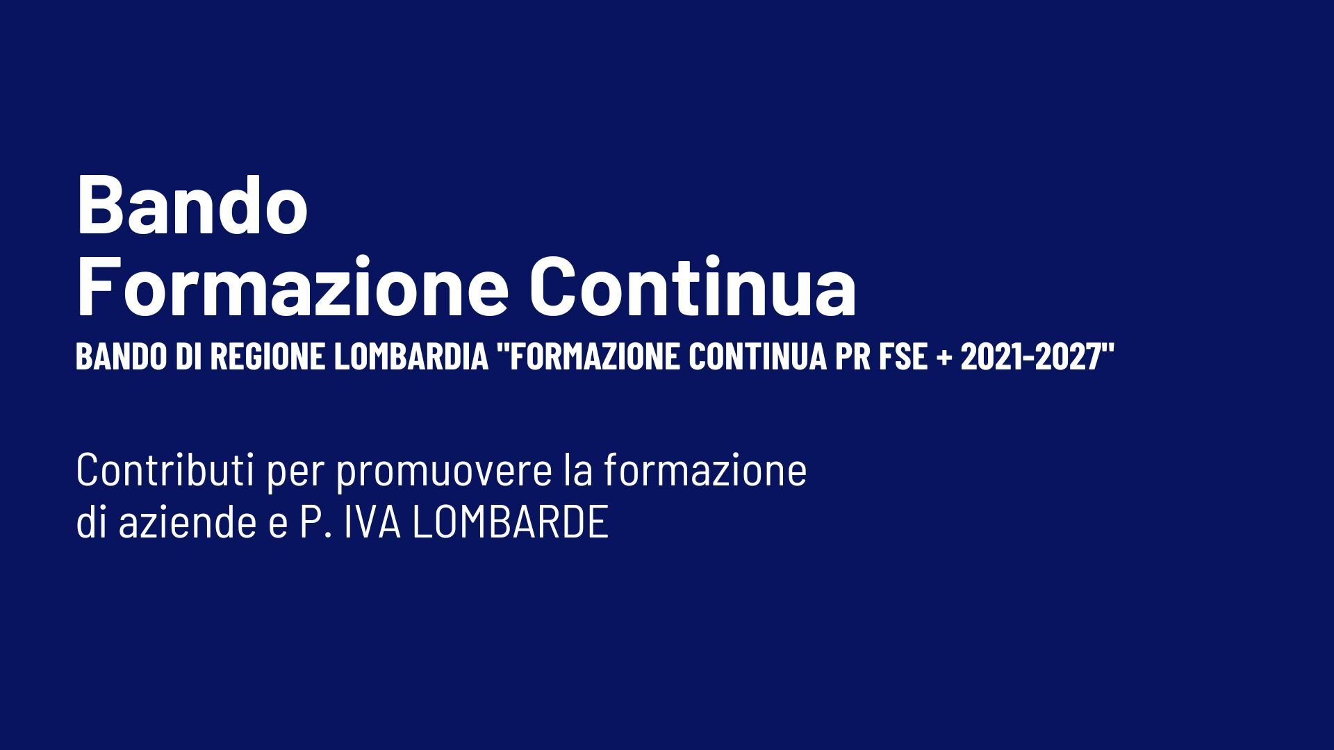 Presentazione Bando formazione continua
